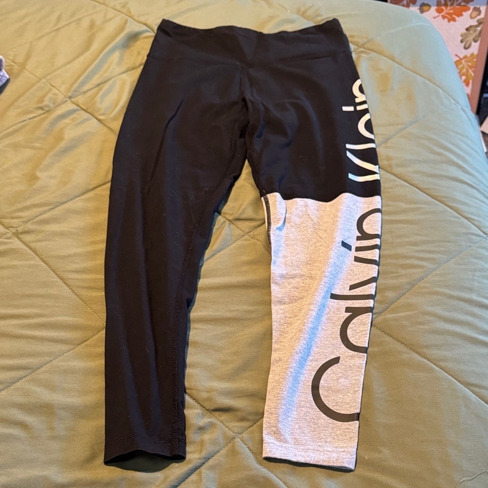 Calvin Klein Black and Gray Logo Leggings